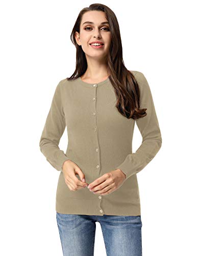 Grace Karin Women's Plus-Size Crewneck Button Down Cardigan Sweater(3Xl,Camel #TOP5