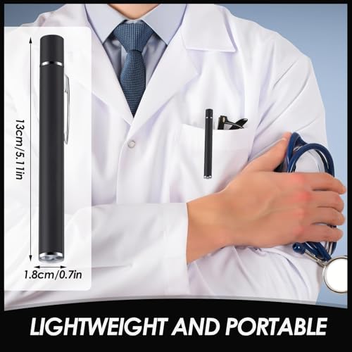Penriter Pupillenleuchte Medizinisch, Aufladbar USB Diagnostikleuchte mit Pupillenmessgerät und Lineal, LED Stiftlampe mit Taschenclip und 2 Lichtquellen für Krankenschwester Studentische Ärzte