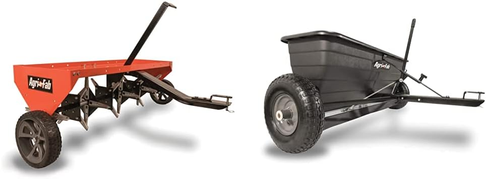 Agri-Fab 45-0299 48-Inch Tow Plug Aerator,Orange & Black,Large & 45-0288 175-Pound Max Tow Behind Drop Spreader, Black