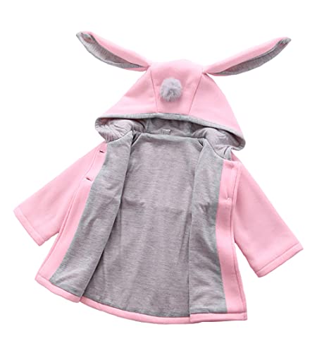 Urtrend Baby Girl's Toddler Winter Coat Jacket Outerwear Ears Hoodie(Tag 8/80,Pink)
