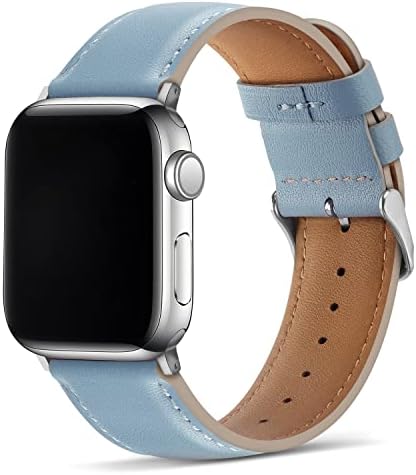 Tasikar Compatible with Apple Watch Strap 49mm 45mm 44mm 42mm Genuine Leather Replacement Bracelet Strap Compatible with Apple Watch Ultra Series 8 7 (45mm) SE 6 5 4 (44mm) 3 2 1 (42mm)-Light Brown