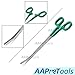 AAProTools Heavy Duty Green PVC (Polyvinyl Chloride) Grip Handle German Grade Stainless Hemostat Forceps Curved Serrated 8