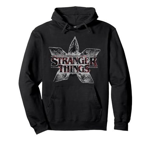 Image of Stranger Things Demogorgon Flower Logo Pullover Hoodie, Adult Unisex, Black, Large
