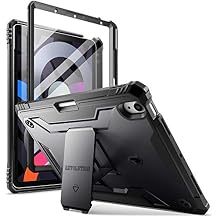Poetic Revolution Case Designed for iPad Air 5 / iPad Air 4 10.9 inch, Full-Body Rugged Shockproof Protective Cover with Kickstand and Built-in-Screen Protector, Black