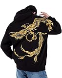 Niepce Inc Japanese Streetwear Flying Phoenix Embroidered Hoodie for Men (as1, alpha, l, regular, re