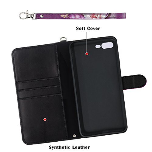 Iphone 7 Plus Case, Iphone 8 Plus Case, Hocase Pu Leather Full Body Protective Case With Credit Card Holders, Wrist Strap, Magnetic Closure For Iphone 8 Plus/Iphone 7 Plus - Royal Purple/White Flowers #TOP5