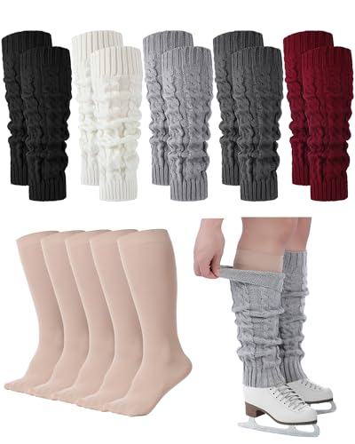 Chuarry 10 Pairs Skating Leg Warmer for Women Girls Knitted Long Leg Warmers ice Skating Socks Boot Socks