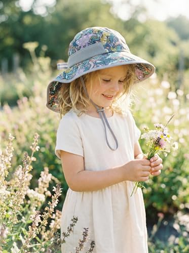 Image of icolor Kids Sun Hat UPF50+ Sun Protection Bucket Hat Toddler Summer Beach Play Hats with Neck Flap for Girl Boy Ages 3~10