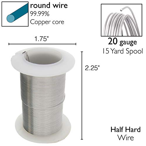 Image of The Beadsmith Wire Elements 20-Gauge Lacquered Tarnish-Resistant Copper Wire for Jewelry Making, 15 Yard, 13.72 Meter Spool (Titanium Color)