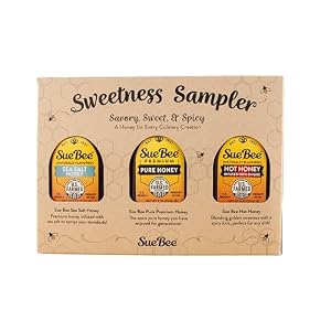 Sue Bee® Sweetness Sampler – 3 Pack Honey Gift Set | Original, Hot & Sea Salt | Pure U.S. Farmed Certified | Gourmet Gift Set for Foodies, Cooking, Tea, Charcuterie & Holiday Gifting 8 Ounce (Pack of 3)