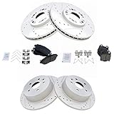 TRQ Front and Rear Performance Brake Pad & Rotor Kit Brake Pads Brake Rotors Set Ceramic Premium G-Coated Compatible with 1998-2005 Lexus GS300 1998-2000 GS400 2001-2005 GS430 IS300 2002-2010 SC430