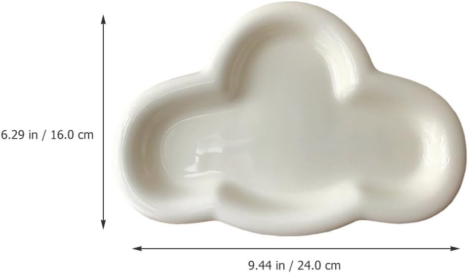 Alipis Ceramic Jewelry Holder Cloud Shaped Trinket Dish for Necklaces Bracelets Decorative Key Storage Plate for Nightstand Entryway Aesthetic Display Prop
