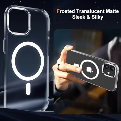 ORETECH Magnetic for iPhone 12/12 Pro Case, [Compatible with MagSafe] [2 Pcs Screen Protectors] [15 FT Military Grade Drop Protection] Frosted Translucent Back Shockproof Phone Cover - Frosted Clear by ORETECH - Image 4
