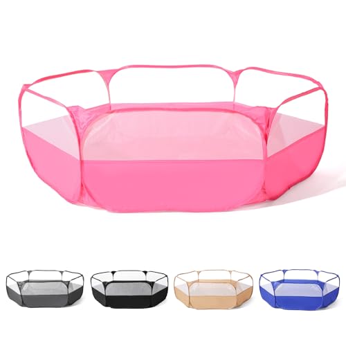 Foldable Ball Pit for Toddlers, Large Pop Up Ball Pits Kids Play Tent Crawl Playpen Ball Pool Playhouse Playpen with Storage Bag, for Boys Girls Dogs Cats Ferrets Indoor Outdoor, Bright Pink