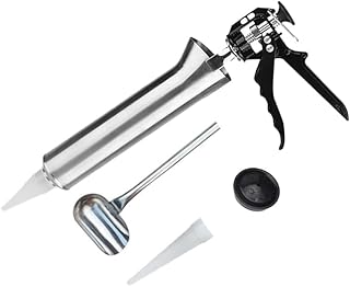 Mortar Pointing Grouting Gun,Cement Caulking Gun Mortar Grouting Tool,Stainless Steel Hand Caulk Gun 2 Nozzles Cement Spray Applicator Tool