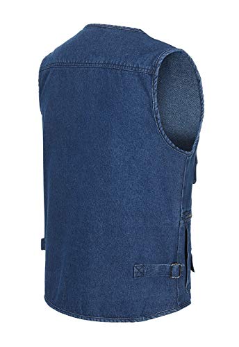 Hbufnha Men's Denim Vest Outdoor Casual Multi Pocket Sleeveless Jacket Work Travel Photo Utility Vests 01-Bl-L #TOP1