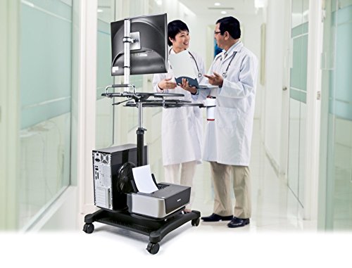Aidata LDC003P Sit/Stand Mobile PC Workstation with Gas Cylinder Pole / High Impact ABS Plastic (Black) / LCD/LED Monitor Mount - Thumbnail 4