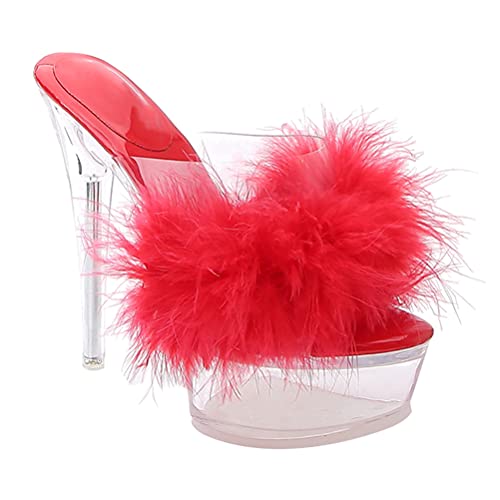 USHOBE 1 Paar Sexy High Heel- Hausschuhe für Frauen Klare Plattform High Heels Faux Stilettos Pantoffeln für Frauen Mädchen Cover