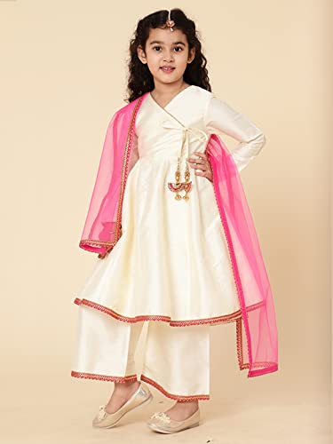 Image of A.T.U.N. (ALL THINGS UBER NICE) Girl's Cotton Anarkali Knee Length Kurta Pant with Dupatta Set