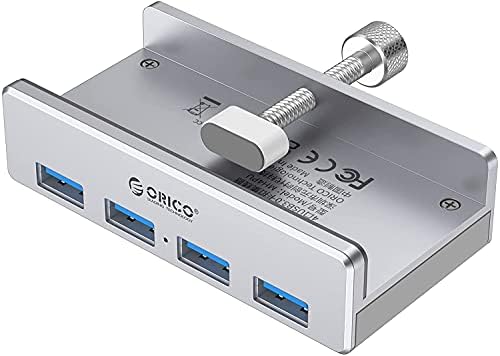 ORICO 4-Port USB 3.0 Hub,Clamp USB Hub Adapter, Aluminum 4-Port USB Splitter , Ultra-Portable Clip-type Aluminum Alloy4 Port USB 3.0 for iMac/Laptop/PC9