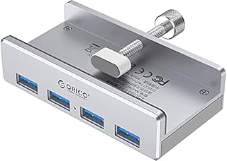 ORICO 4-Port USB 3.0 Hub,Clamp USB Hub Adapter, Aluminum 4-Port USB Splitter , Ultra-Portable Clip-type Aluminum Alloy4 Port USB 3.0 for iMac/Laptop/PC9