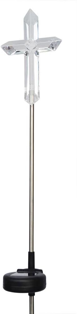 Florals Solar Cross Light Lamp, Solar Powered Garden Decor Stake Color Changing Yard LED Outdoor Landscape Light