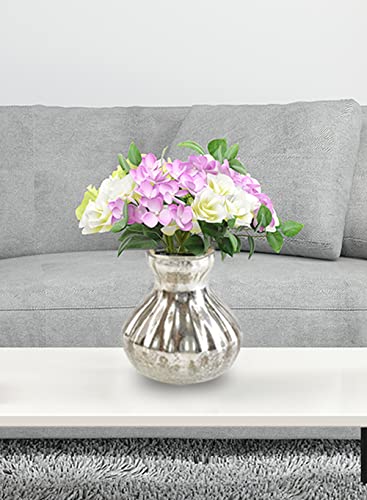 Serene Spaces Living Mercury Crackle Bud Vase, Vintage Style Vase For Floral Arrangements At Weddings, Parties, Events, Home, Small Measures 3.5" Tall & 3.25" Diameter #TOP4