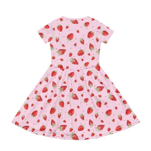 Little Girls Dresses with Pockets Short Sleeve Midi Dress for Girls 3-14 Years Old2