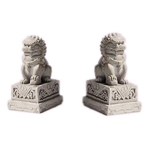 Sdeetesamjun Asian Fu Foo Dogs-Pair of Two Guardian Lions,Stone Statues Feng Shui Decor Cover