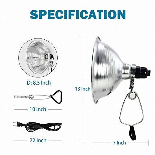 EP Clamp Lamp Light with Detachable 8.5 Inch Aluminum Reflector, 150 Watt E26 Socket (No Bulb Included), 6 Foot 18/2 SPT-2 Cord Cord, 2 Pack by EP - Image 5