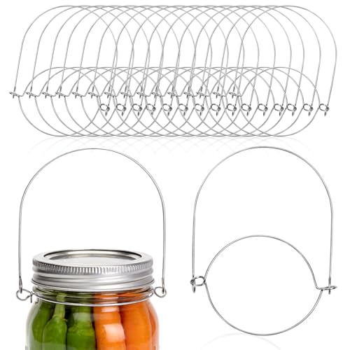 HAPY SHOP 16-Pack Mason Jar Handle, Stainless Steel Jar Hanger, Tool-Free Installation Mason Jar Wire Hangers for Weddings, Parties, Home