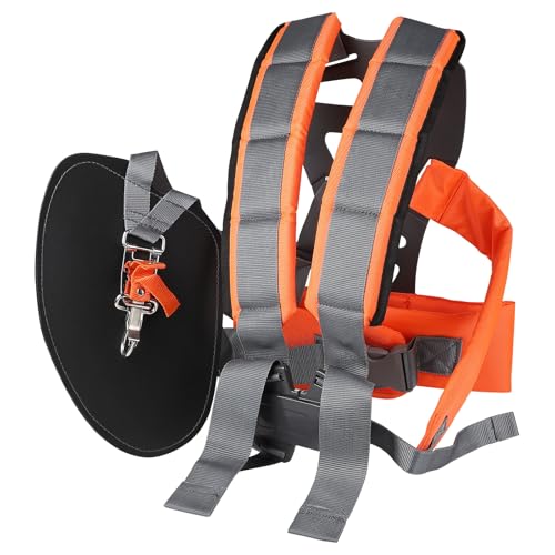 CPROSP Correa de Hombro para Cortacesped, Arnes Desbrozadora de Nylon Ajustable, con Acolchado Grueso y Suave y Mosquetón de Seguridad, Ligero, Protege la Espalda