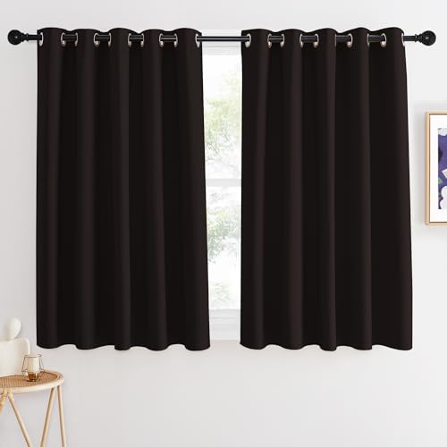 NICETOWN Blackout Curtains 54 Inches Long, Thermal Insulated Room Darkening Curtains for Bedroom, Window Treatment Drapes for Living Room Nursery (W66 x L54 Inch, Toffee Brown, 1 Panel)