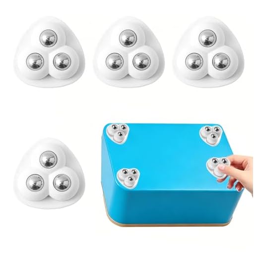 Mini Ball Caster Wheels Set of 4 3 Ball Swivel Universal Plate Casters Smooth Rolling Sticky Bottom Wheels 360 Rotation(White)