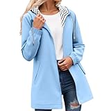 Modeewel Regenjacke für Damen lang Große Größen Trainingsjacke Winter Jacken Wasserdicht Radjacke Windbreaker Mode Regencape Laufjacke Outdoor Jacken Einfarbig Oberteil Frau Regenponch