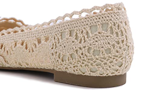 Image of FEVERSOLE Women's Comfort Breathable Knit Crochet Shoes Lace Ballet Flats