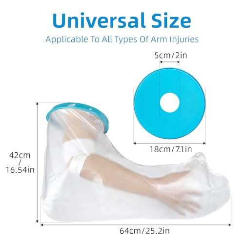 hanmir Waterproof Arm Cast Cover for Shower - Reusable Adult Cast Protector,Soft Elastic Cast Bag for Bandages,Wound Care Supplies & Post-Surgery Gifts
