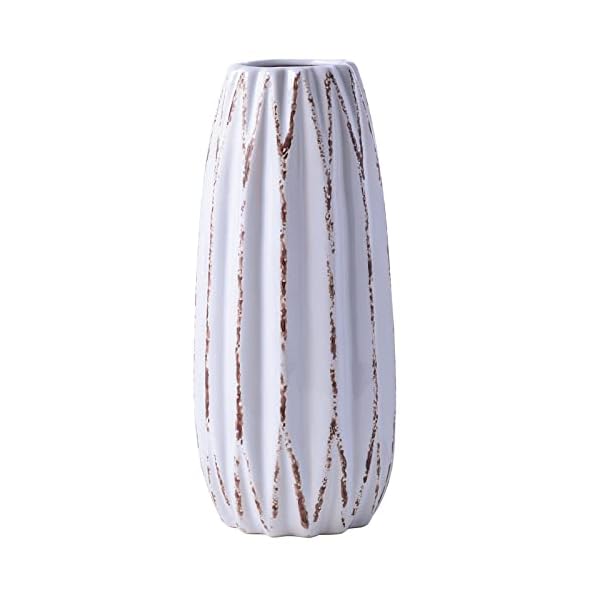 Yundu White Ceramics Vases for Home Decor, Flower Vase, Modern Farmhouse Table Décor Vase