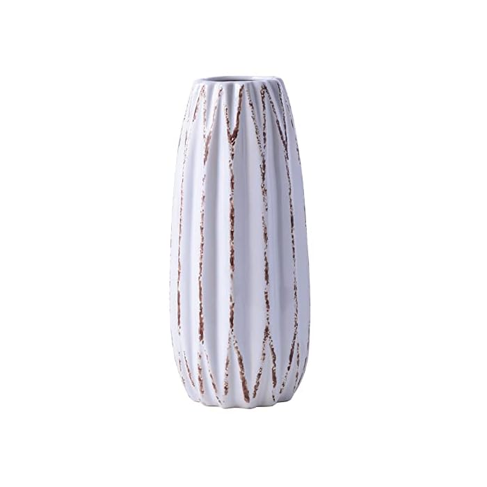 Yundu White Ceramics Vases for Home Decor, Flower Vase, Modern Farmhouse Table Décor Vase