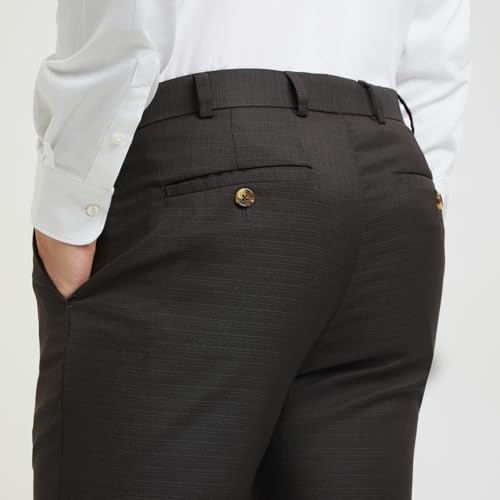 Image of Raymond Men Slim Fit Checks Pattern Polyester Blend Flat Front Formal Trouser