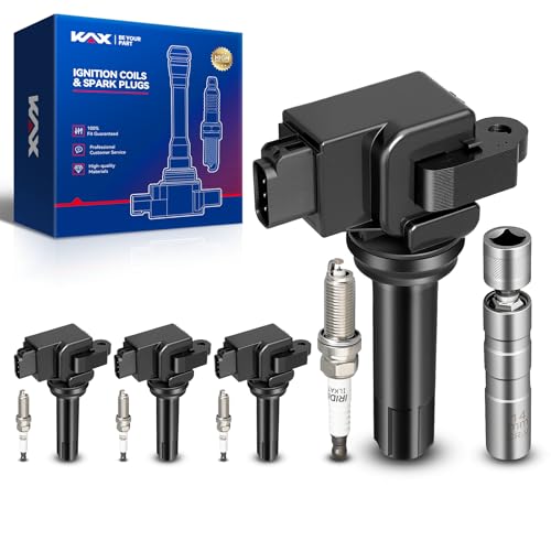 Image of KAX 4 Ignition Coils & 4 Spark Plugs Set for Subaru Forester 2011-2012 2.5L | (w /tool) Fits Impreza 2012 2.0L Replace UF664 93501