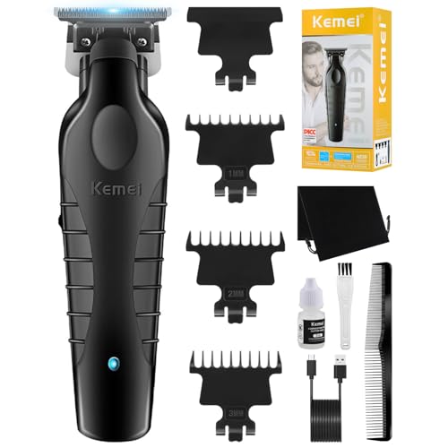 KEMEI 2299 Trimmer, Inalámbrico Maquina de Cortar Pelo Hombre, Cortadora de Pelo Profesional, Recortadoras de Barba Eléctricas, Recortadoras de Hoja en T con Espacio Cero y 3 Peines Guía