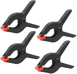 CESFONJER 4 Pcs 6 Inch Spring Clamps,Heavy Duty Plastic Muslin Clamps for Background Muslin, Canvas, Paper, Chroma Key Screen, Heavy Duty Clip, Photo Studio and Any More.