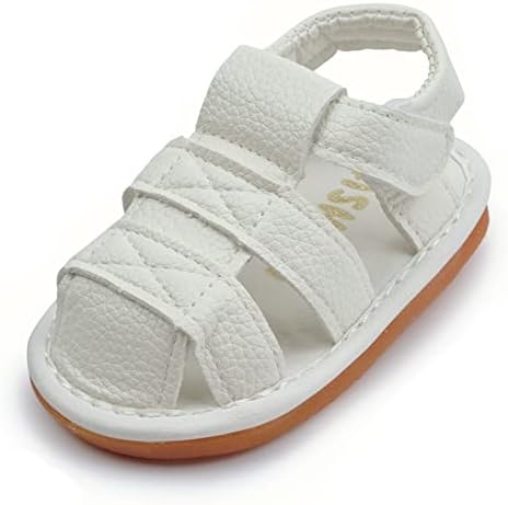 WILLFUN Baby Boy Girl Summer Infant Squeaky Sandals Premium Rubber Sole Closed-Toe Non-Slip Shoes Toddler First Walkers