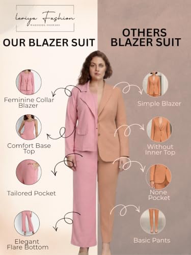 Image of Leriya Fashion Co ord Set for Women Stylish | Lycra Blend Western Blazer Suit 3 Piece Co ord Set | Casual Blazer for Women Stylish Formal Professional Office Wear
