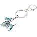 DUOWEI Floral Enamel Scottish Terrier Keychain Zinc Alloy Pet Keyring Bag Car Decoration for Women Girl Charm Gift (Blue)