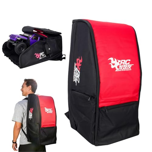 Ve-Lumiveve RC Car Waterproof Backpack, RC Storage Bag with PP Board Support and Multi-Pocket Design, Compatible with Axial SCX10 Capra & TRX4 TRX6 1/10 Scale RC Crawler Buggy Monster Truck (RED) by Ve-Lumiveve - Used condition - US$29.02