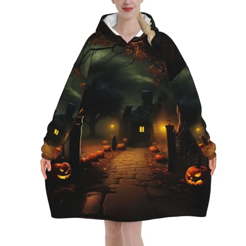 Couverture à capuche d'Halloween EdWal en flanelle imprimée pour femme