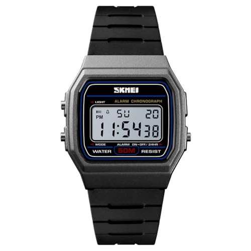 SKMEI Watches for Men,Military Classic Square Digital Womens Watches with 50M Waterproof Led Light Alarm Chronograph Date Week Stopwatch Unisex Wrist Watch