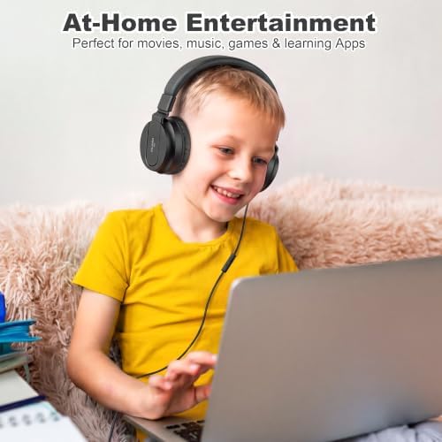 AILIHEN I35 Kids Headphones for School with Mic, 93dB Volume Limited, Black — view 8
